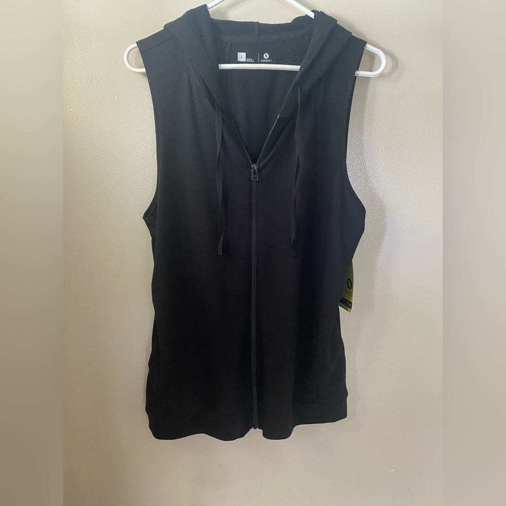 Xersion Black Sleeveless Zip-Up light weight hoodie
